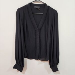 DONNA KARAN fringe blouse, size L